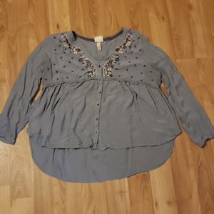 Blue Floral Flowy Top